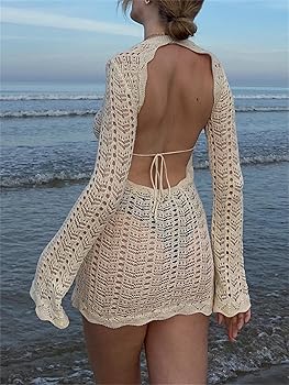 Häkelkleid rückenfrei Clearance