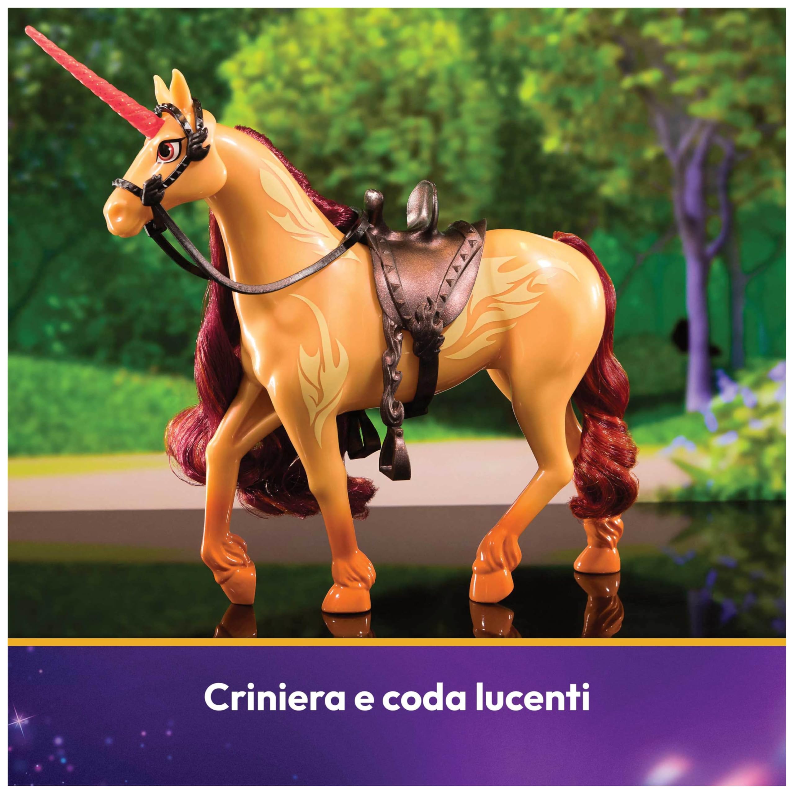 Unicorn Academy, Unicorno Cinder, 2 accessori da Equitazione,. Alto 27,9 cm, Compatibile con la bambola di Valentina, Bambole e Unicorni Giocattolo per Bambine dai 4 anni in su