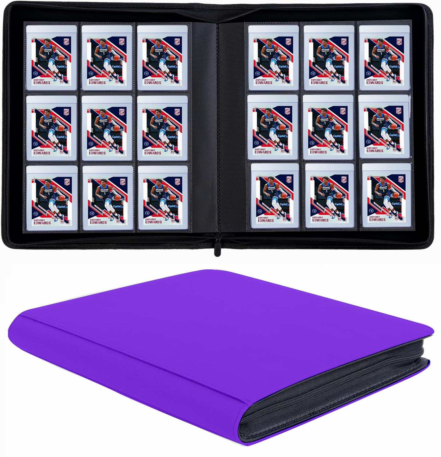 Raccoglitore a 9 tasche per carte semi rigidi, raccoglitore ad anelli per carte senza anelli, contiene 360 custodie dure, raccoglitore semi per carte di credito con maniche per PSA, BGS e Grading, CSG