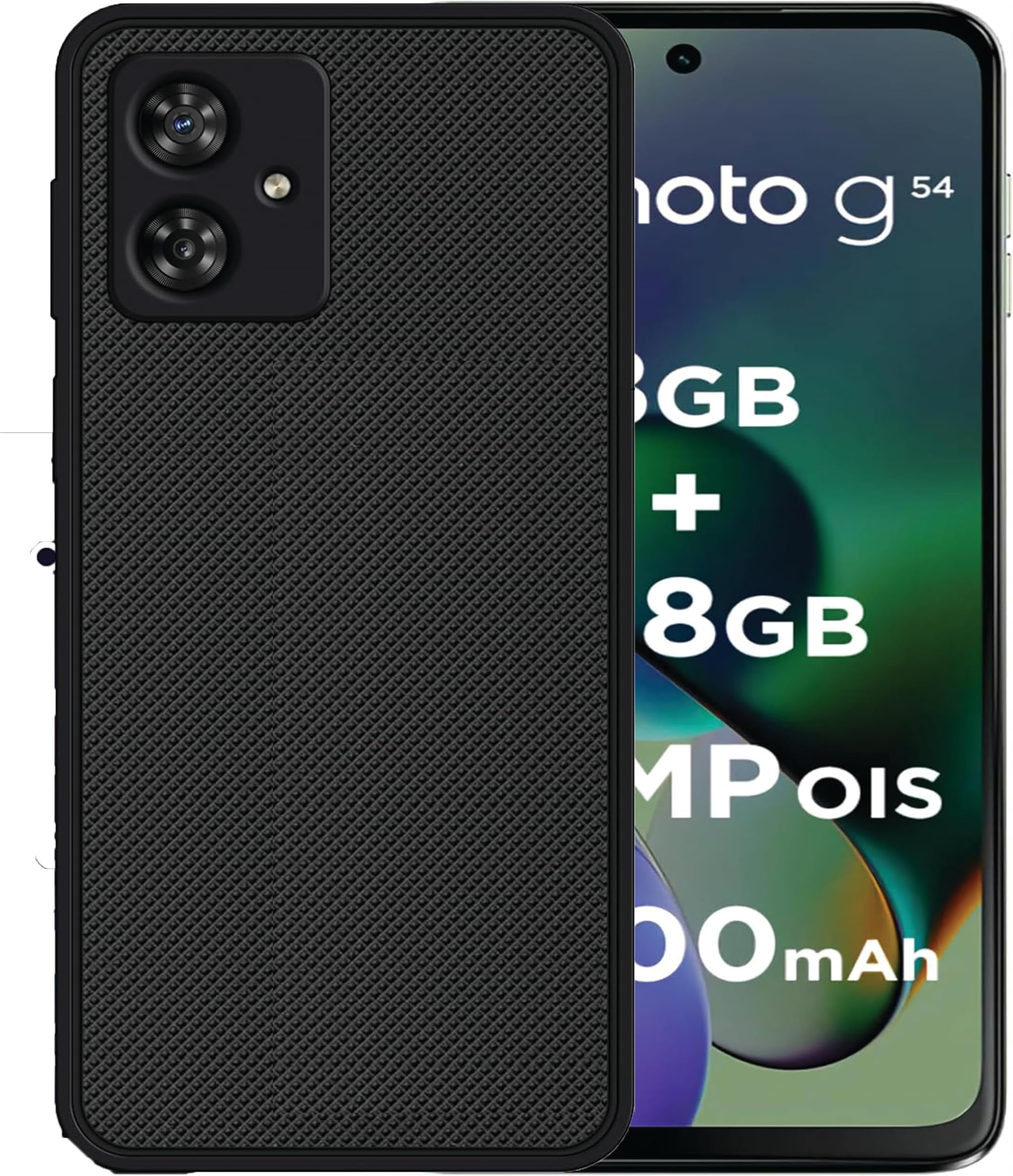 Super Frosted Shield Pro Back Silicone Soft Mobile Case Compatible With Motorola G54 5G Dotted Slim-Fit Design Tpu Shockproof Cover, Black