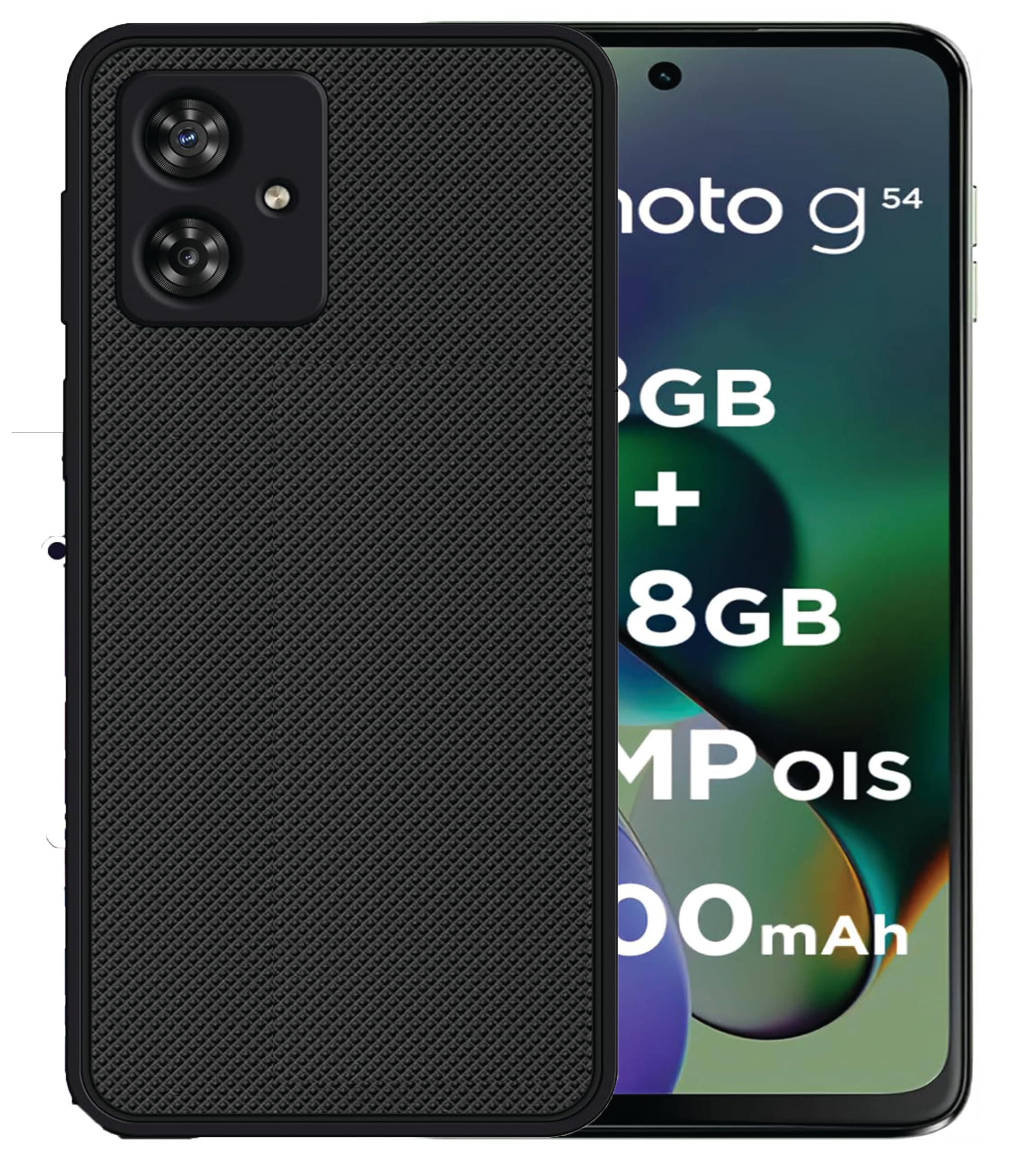 Fabekee Super Frosted Shield Pro Back Silicone Soft Mobile Case Compatible With Motorola G54 5G Dotted Slim-Fit Design Tpu Shockproof Cover, Black
