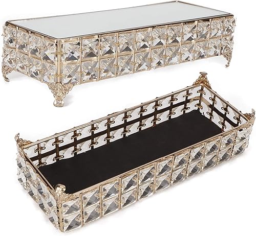 Miniatura 8 de Soporte rectangular para tartas de hierro, cristal forjado chapado en oro, postre de queso, magdalena, bandeja de postre de frutas para el hogar,