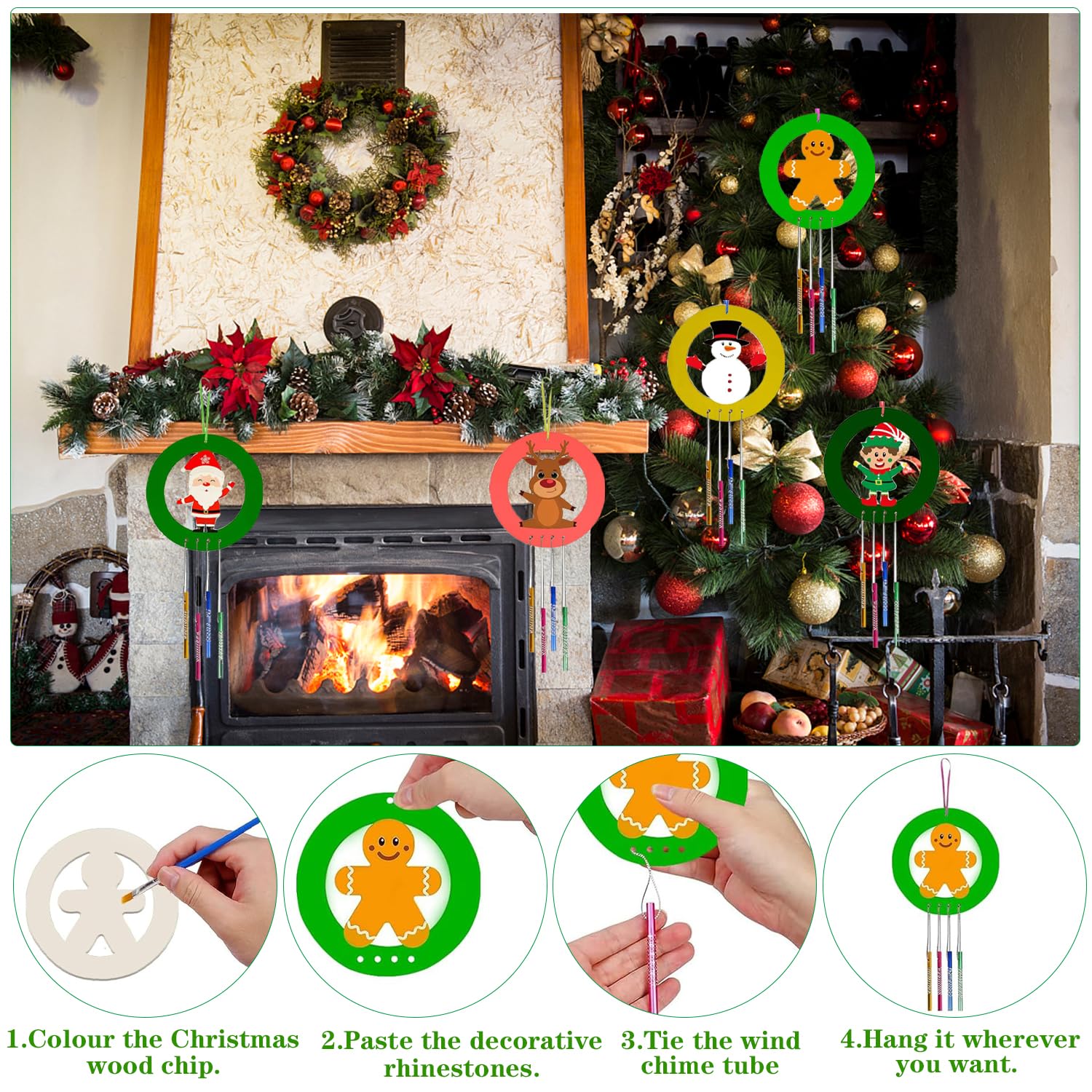 5 Pièces Carillons éoliens De Noël Pour Enfants,Carillons éoliens