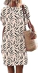 WNEEDU Summer Dress for Women 2026 Short Sleeve Loose T Shirt Dresses Beach Cover up