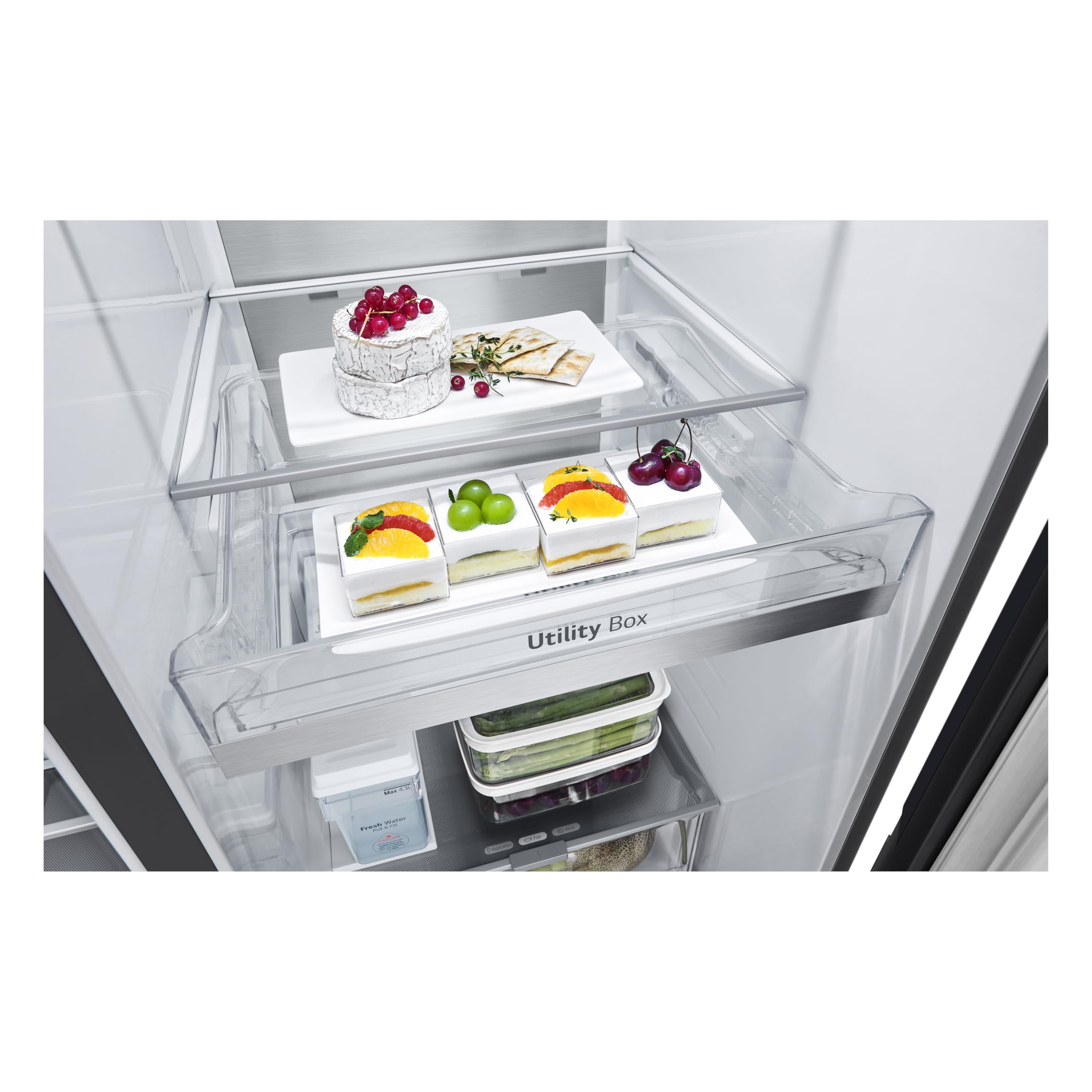 LG GSXE91EVAD Frigorifero Americano InstaView, Classe D, 628 L, Wi-Fi, Dispenser Acqua UVnano Senza Allaccio, Tecnologia Door e Linear Cooling, Acciaio Nero