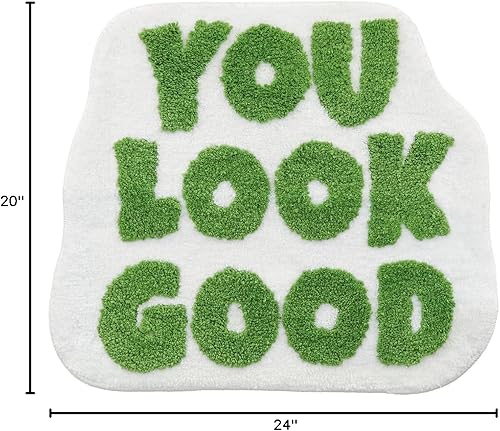 Miniatura 2 de Lukinbox You Look Good - Tapetes de baño verdes, súper suaves y absorbentes, para baño, lujosos, pequeños, divertidos, antideslizantes, lavables, de