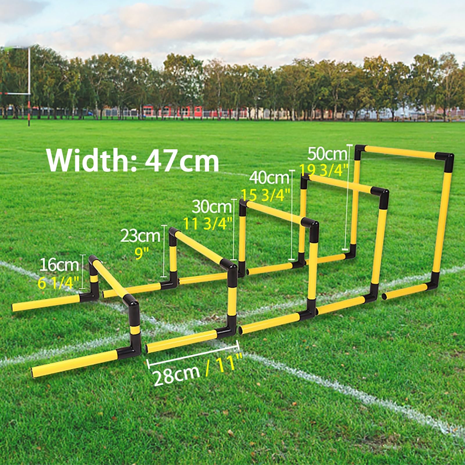 Tragbare Hürden-Trainingsausrüstung, Fußball-Trainings-Hindernisbarriere, 5 Stück, verschiedene Höhen für Kinder, Kunststoff-Hürden für Fußball, Beweglichkeit, Workout, Leichtathletik-Training