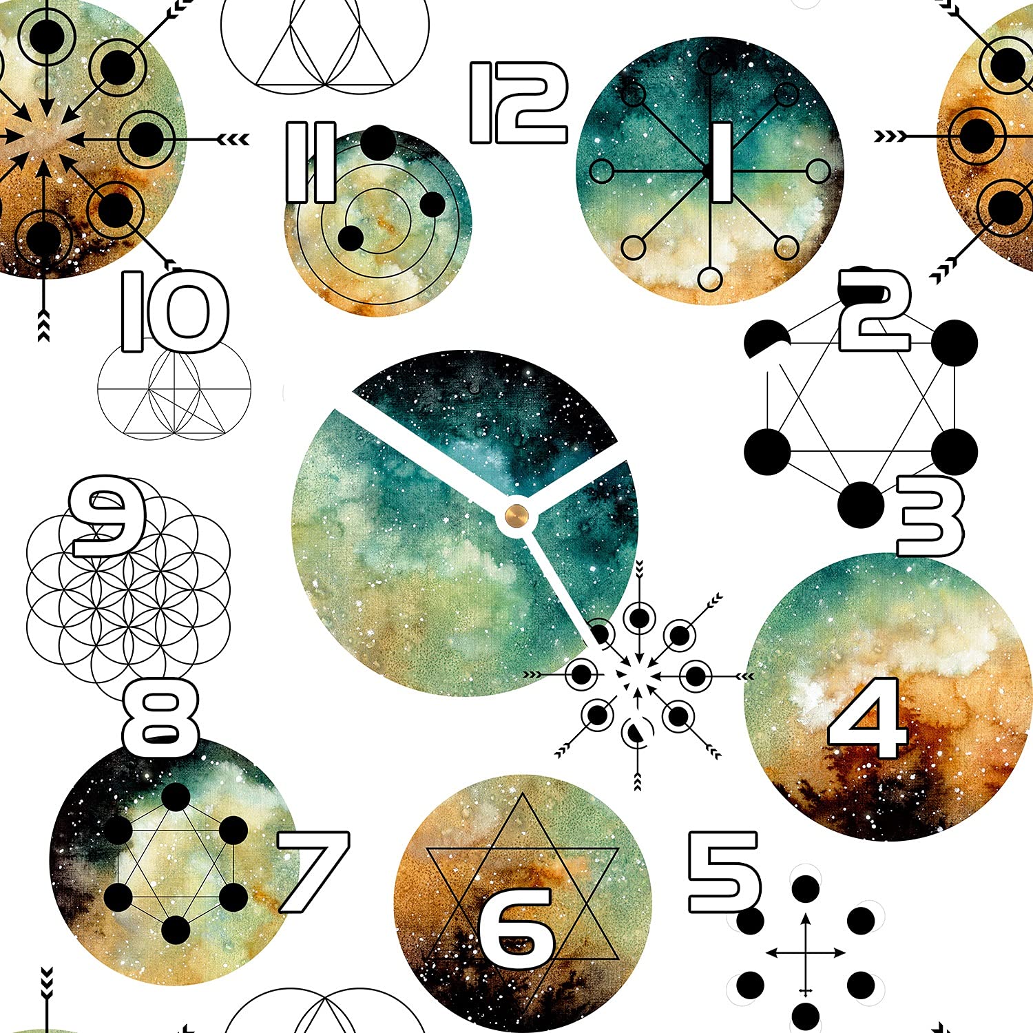 Horloge en verre murale cuisine et salon au design géométrique moderne