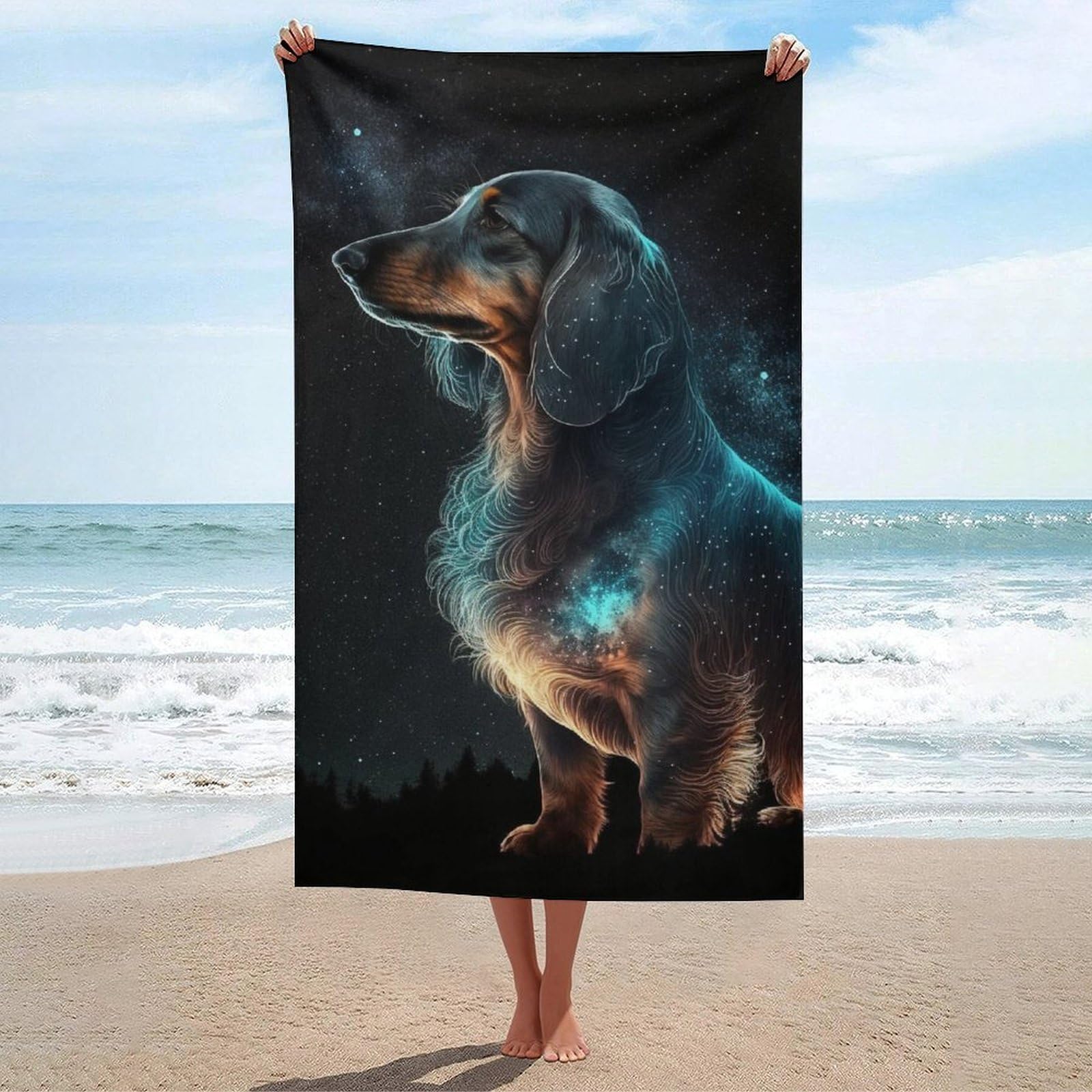 Serviette de plage Galactic Dachshund idéale pour le spa l'hôtel et la piscine