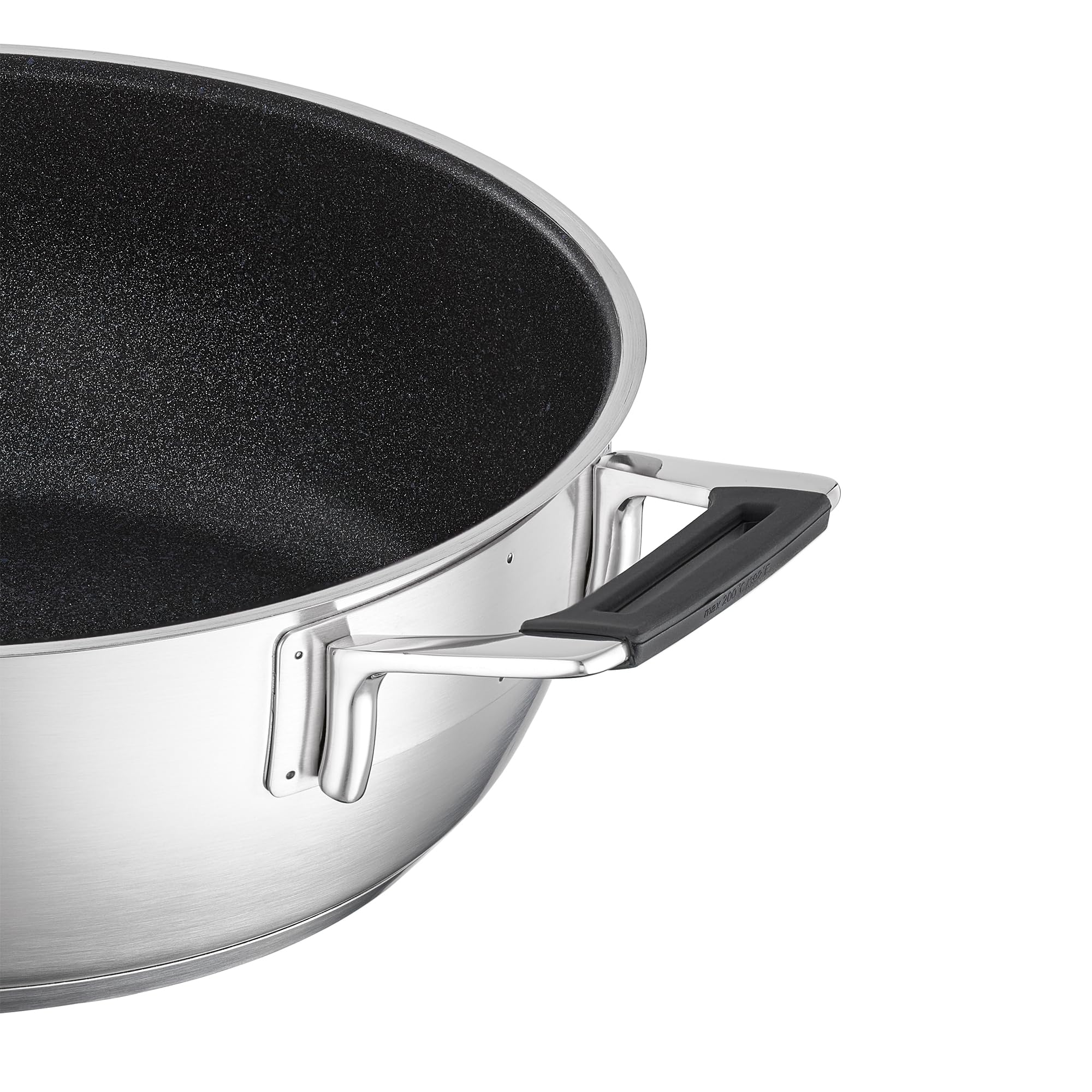 RÖSLE SILENCE PRO ProResist Servierpfanne, Antihaft & Robust - Ø 28 cm, Hitzebeständig bis 160 °C, Keramikversiegelung, silbern, Edelstahl 18/10, spülmaschinengeeignet mit Deckel