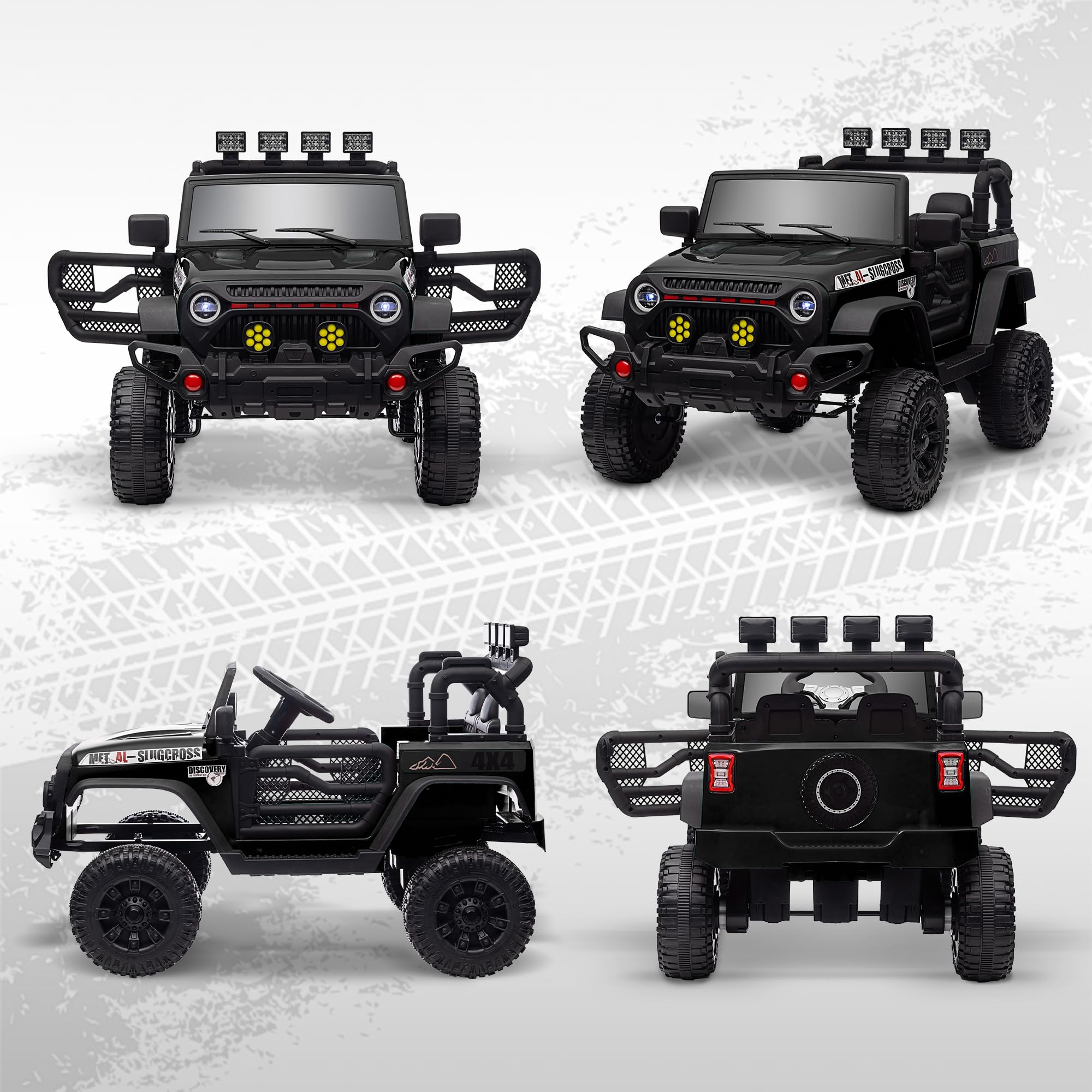 AIYAPLAY Coche Eléctrico para Niños de +3 Años Carro Eléctrico Infantil Todoterreno de Batería 12V con Mando a Distancia Ruedas Amortiguadas Faros LED Bocina Música Negro