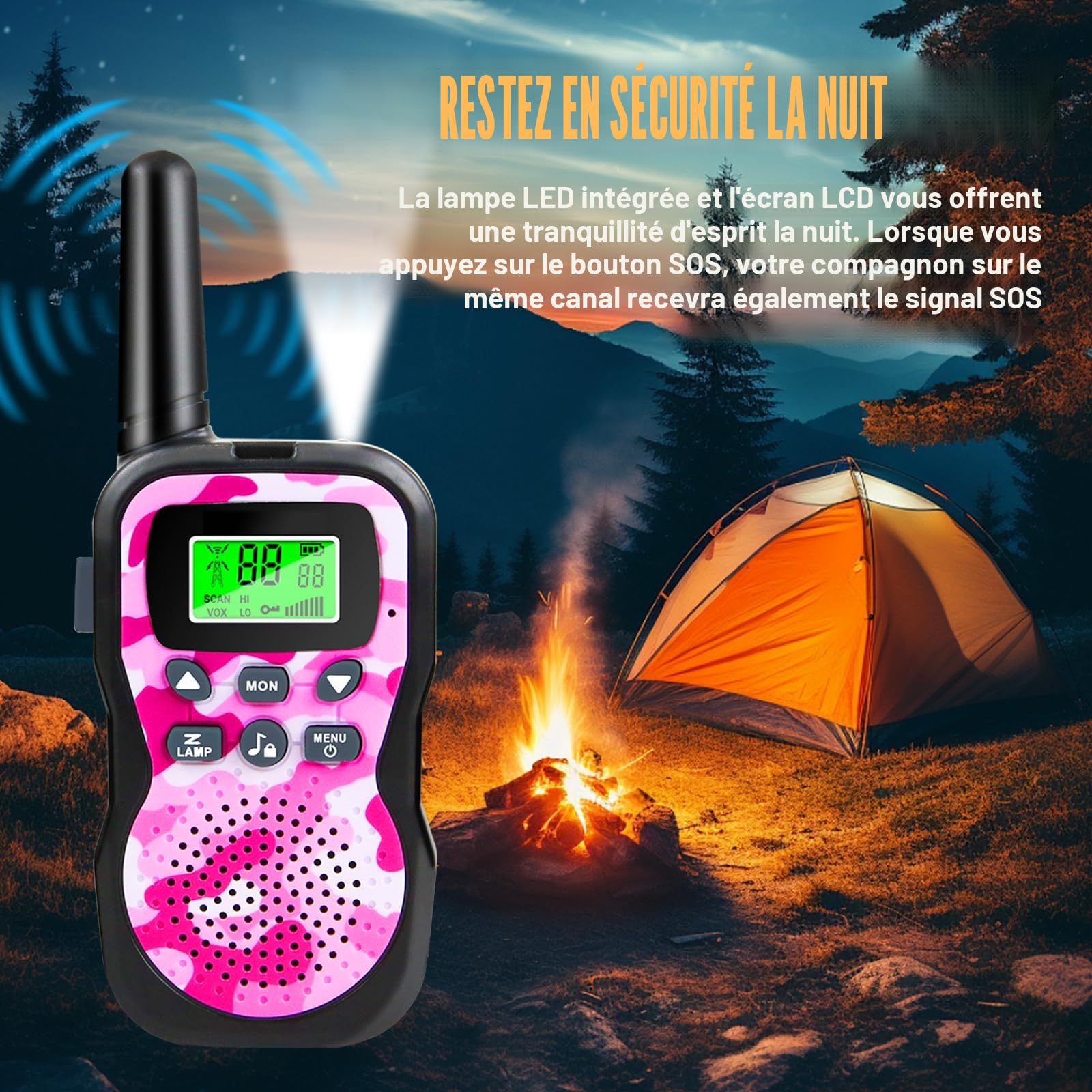 JUAUO 3PCS Talkie Walkie Enfants Rechargeable, 8 Canaux Radio à 2 Voies Talkie-Walkie Longue Portée 3 KM, Cadeaux d'anniversaire pour Garçons Filles, Jouets de Plein air pour Enfants de 3 à 12 Ans
