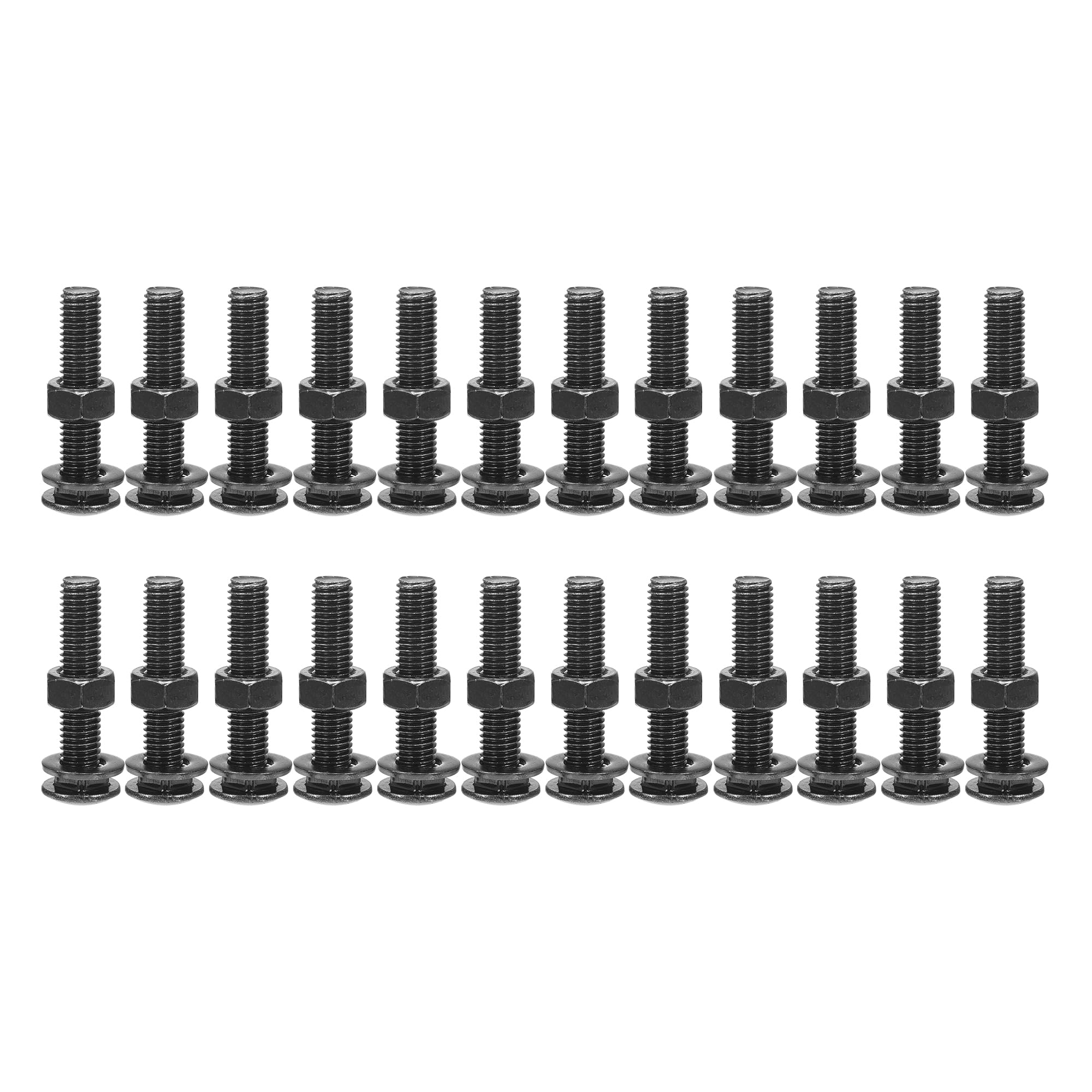 QUARKZMAN Bulloni A Testa Tonda Con Collo Quadrato M10x50mm Con Dadi E Rondelle, 25Set 304 Acciaio Inossidabile Bulloni A Collo Quadrato, Nero