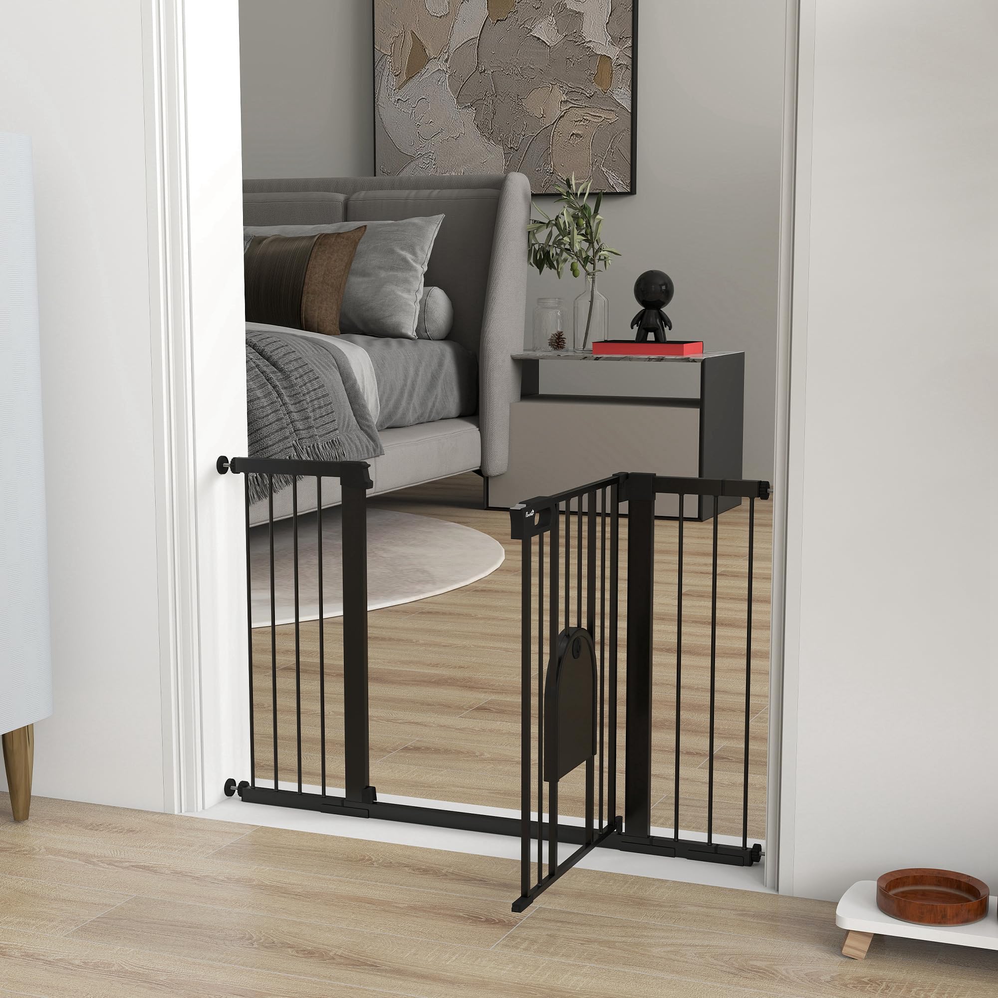 PawHut Barrière de sécurité pour Chien Extensible 75-131 cm, Noir
