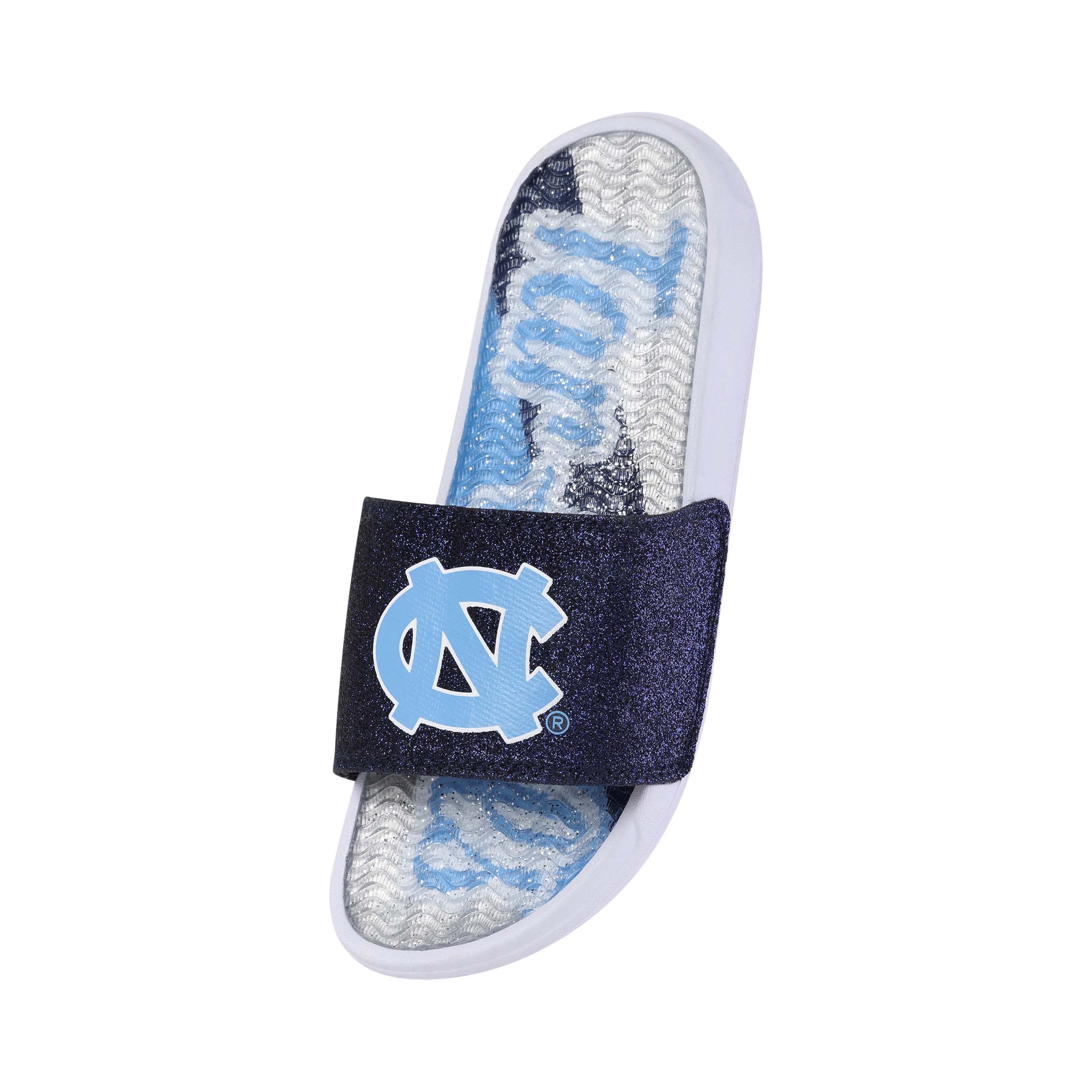 FOCO North Carolina Tar Heels NCAA Womens Glitter Gel Slide - L