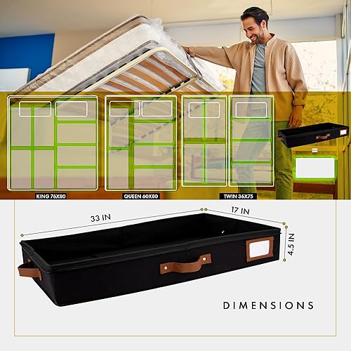 Miniatura 2 de HOMELUX THEORY 2 contenedores de almacenamiento de perfil bajo debajo de la cama, organizador de almacenamiento delgado debajo del sofá con