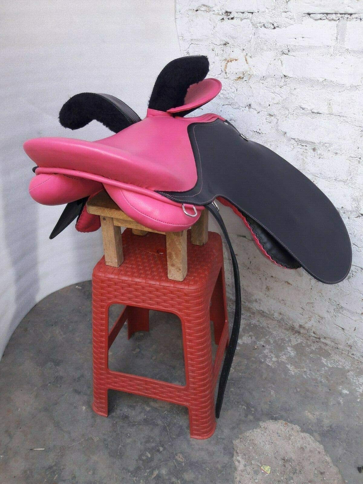 Selle Latérale Anglaise En Cuir – Taille 21 Pouces (Rose/Noir)