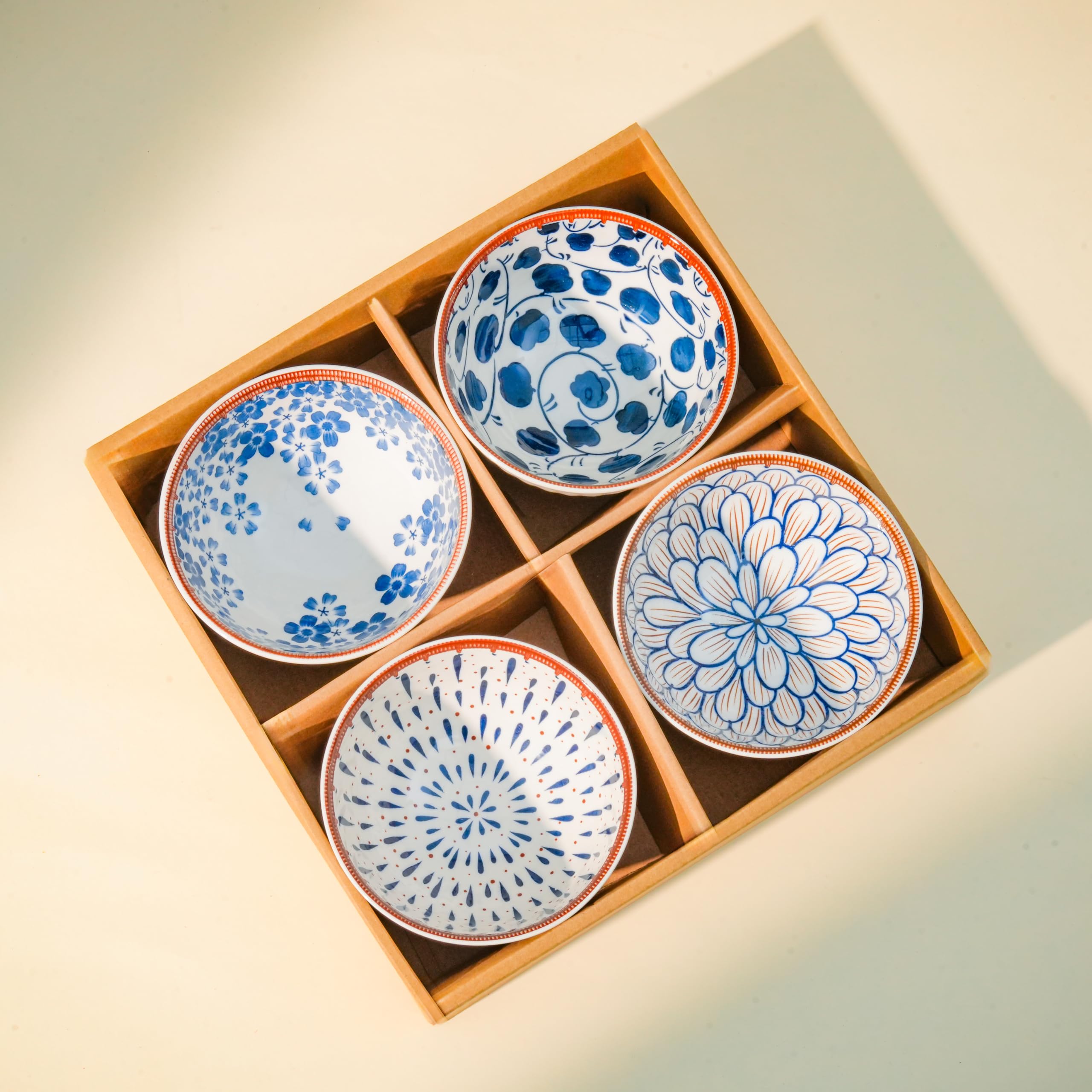 NYRWANA Leaf Bowls - Set of 4 Ceramic Plates -12