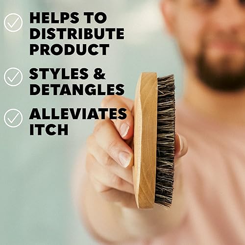 Miniatura 2 de Beard Club - Cepillo de cerdas de jabalí para hombres, cepillo de barba de madera de abedul para peinar y domesticar, herramienta de aseo de barba