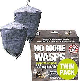 "Waspinator Twin Pack - Wasp Repellent for Outdoor Areas, Decoy/False Wasp Nests, Garden Wasp Deterrent, Artificial/Fake Wasp Nest, Deterrents for Outdoor or Indoor in Loft/Garage, No More Wasps"