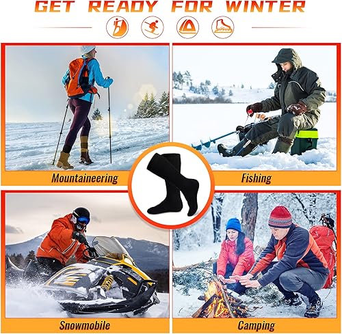 Miniatura 7 de 4 pares de calcetines térmicos para hombres y mujeres funciona con pilas calcetines térmicos eléctricos calcetines térmicos con pilas calcetines de