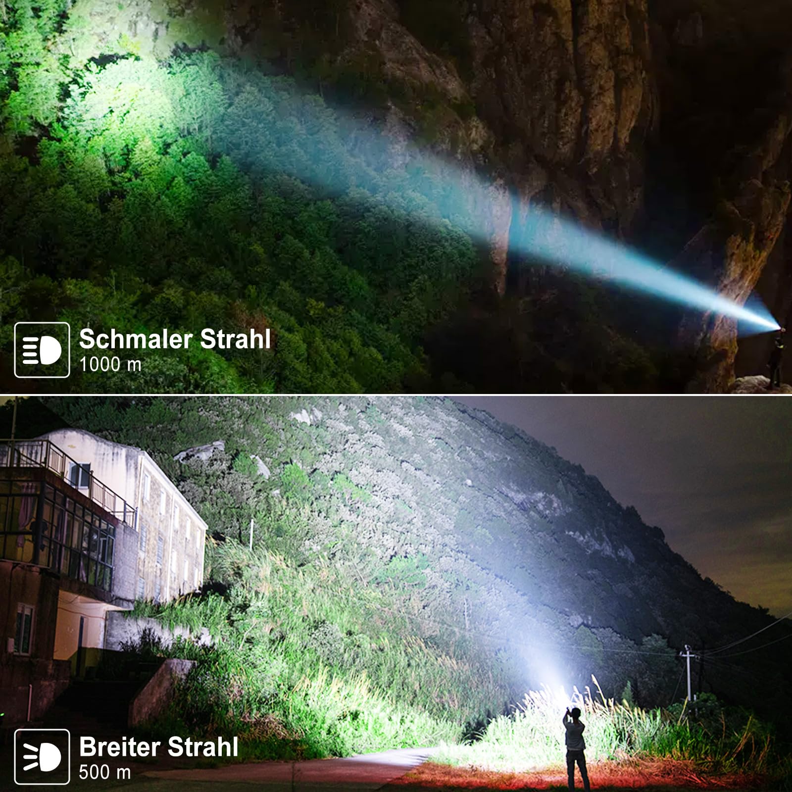 ZEUSFIRE Lot De 2 Lampes Torche LED Ultra Puissantes 100000 Lumens Rechargeables - 5 Modes, IPX6 Étanche, Idéales Pour Camping, Randonnée Et Urgences
