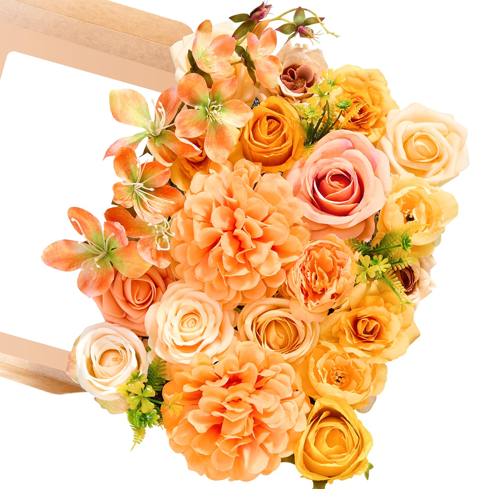 Serwalin Artificial Light Orange Fall Flowers — Autumn Silk Fake Flowers for DIY Wedding Bouquets Cake Flower, Table Centerpieces Baby Shower Birthday Party Home Decorations