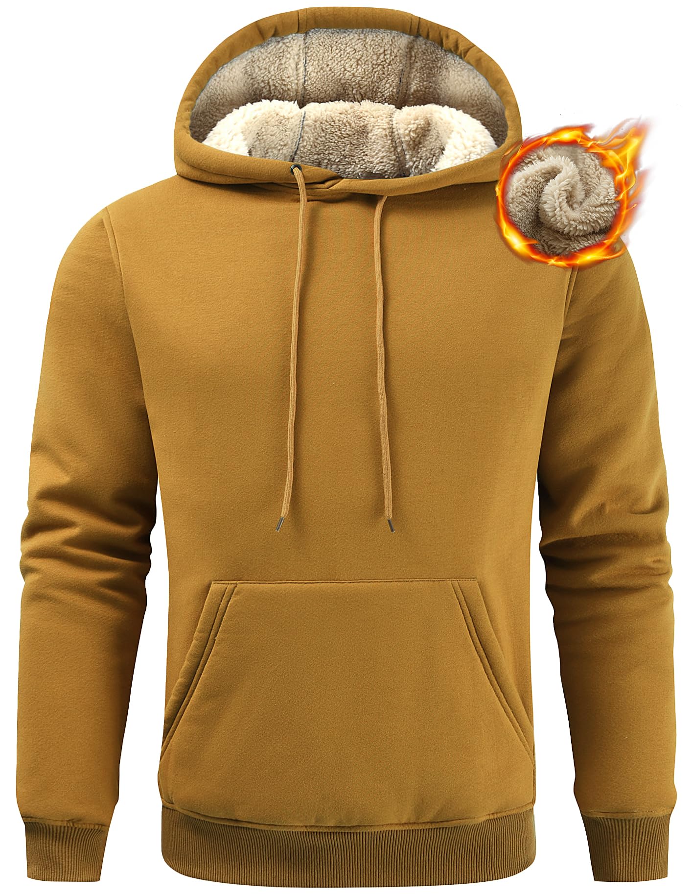 GeseanMen's Cotton Fleece Pullover Hoodie Long Sleeve Hooded Sweatshirt with Kangaroo Pocket