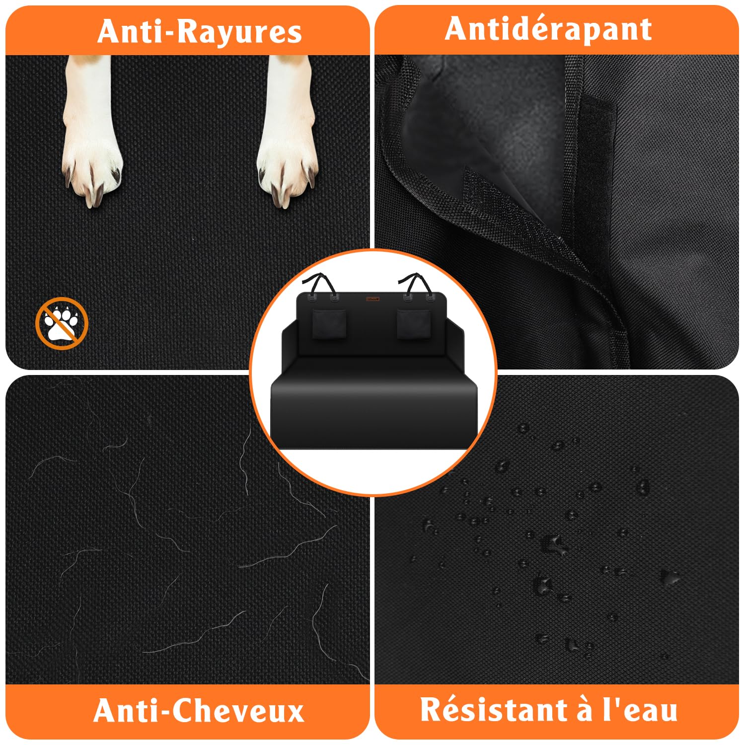 Alfheim Protection Imperméable et Anti-Dérapante pour Coffre de Voiture-Tapis Universel pour Chiens, Adapté aux Voitures et SUV,Facile à Nettoyer,Avec Poches en Filet et Protection de Pare-Chocs(Noir)
