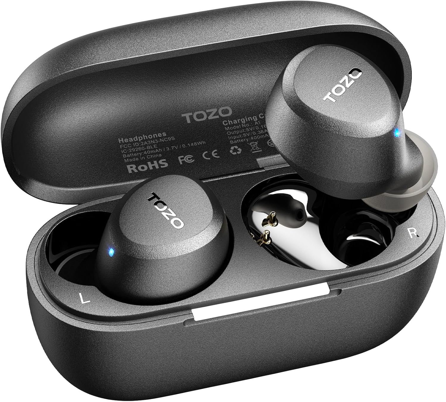 TOZO A1 Wireless Earbuds Bluetooth 5.3 Light Weight in Ear IPX5 Waterproof Headphones 2 Mic for AI Calls, Immersive Premium Sound Bass Headset with Charging Case, 32 Presets EQ Customization via App