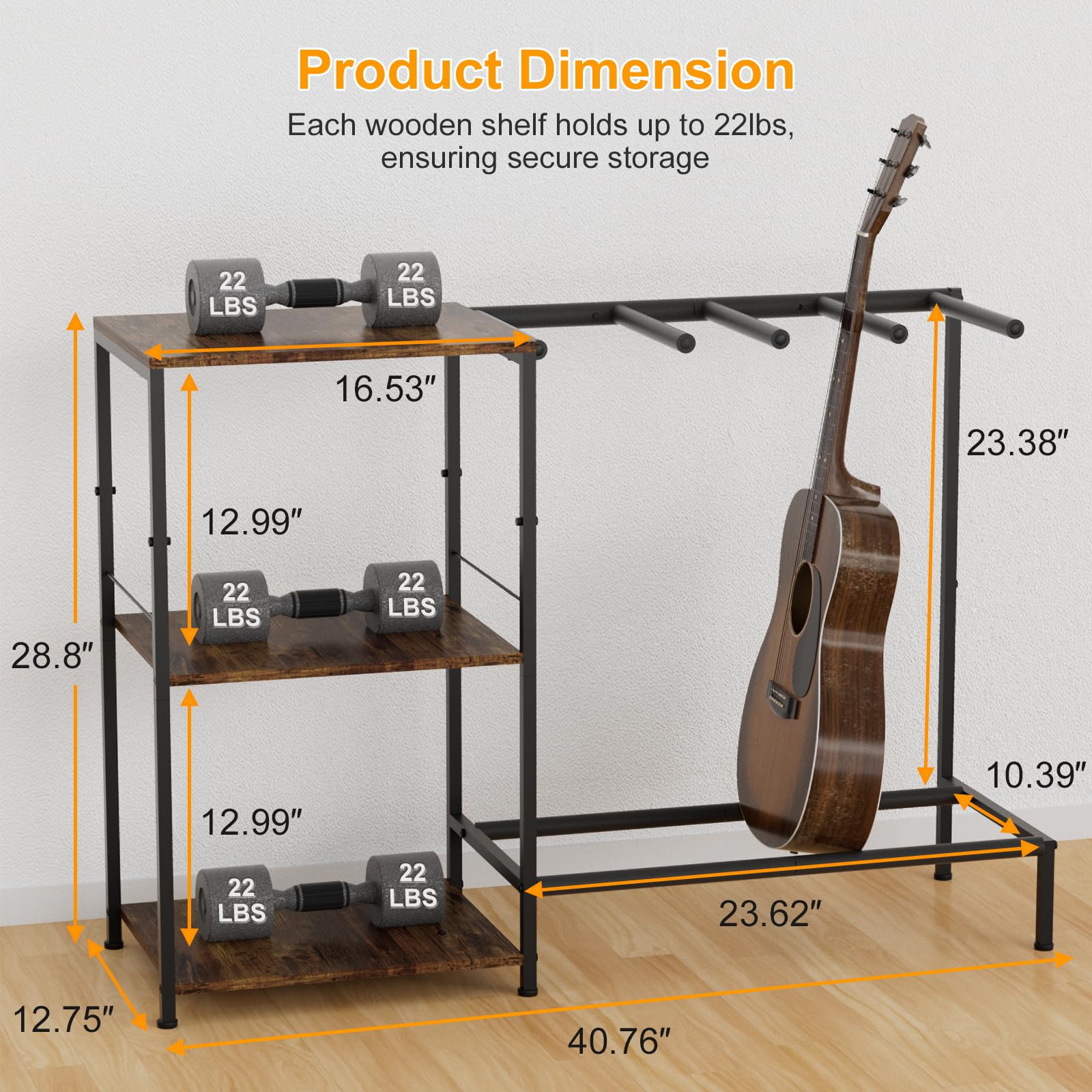 Support de guitare pour 4 guitares, support réglable pour guitares avec protection rembourrée douce pour acoustique, électrique, basse et ukulélé, support de présentation de guitare avec 3