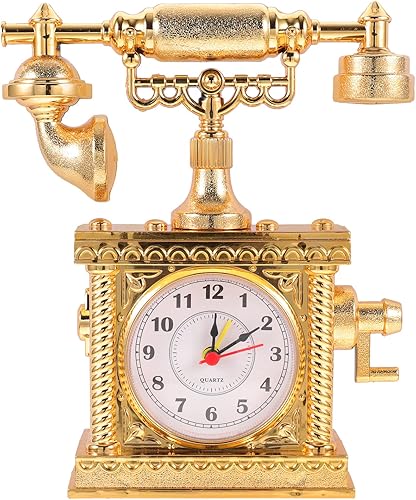 LOGOFUN Teléfonos Vintage Modelo Rotary Dial Teléfonos Antiguos Escritorio de Oficina Decoración de Teléfono (Oro) 19.00X13.00X5.11.8