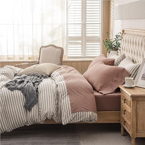 Miniatura 2 de PURE ERA - Juego de sábanas punto jersey de 4 piezas, 100% algodón, supersuaves, cómodas, transpirables, para colchones de hasta 20 pulgadas,