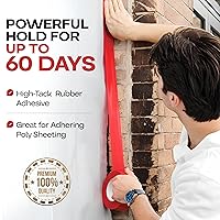 Vista 3 de IDL Packaging Cinta de estuco roja de 2 pulgadas x 60 yardas, 3 rollos, resistente – 60 días de larga duración – Se quita sin dejar rastro