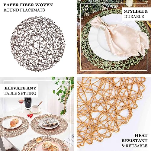 Miniatura 4 de Efavormart - Juego de 6 manteles individuales redondos de 15 pulgadas con cuerda metálica plateada para bodas, eventos, fiestas de cumpleaños