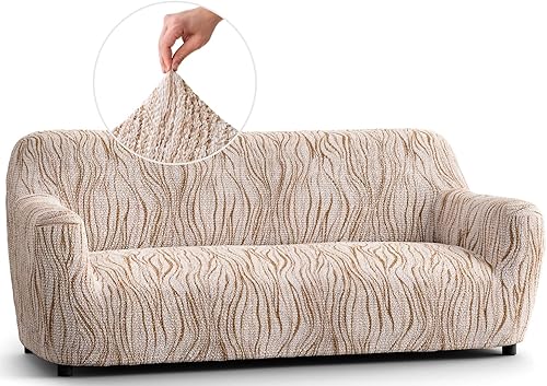 PAULATO BY GA.I.CO. Funda para sofá, funda elástica para sofá, elegante funda de cojín para sofá, funda de tela de poliéster suave, protector