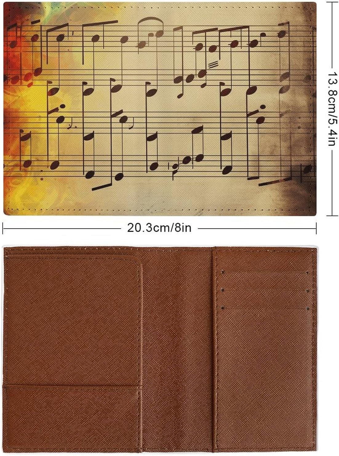 Passport Holder Leather Passport Holder Covers Case Vintage Music Note Printed Passport Book for Documents, Travel Gifts image 2