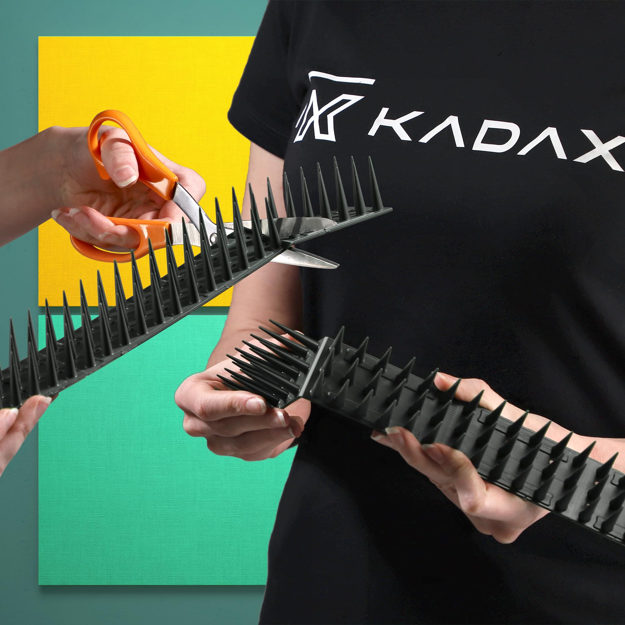 KADAX 12er Set Vogelabwehr Spikes, Kunststoff, 51x4x3,5 cm, 3-reihig, für Tauben, Katzen, Marder, Zaun, Balkon, Dach, Fensterbank, robust und wetterbeständig, frei zuschneidbar, Anthrazit