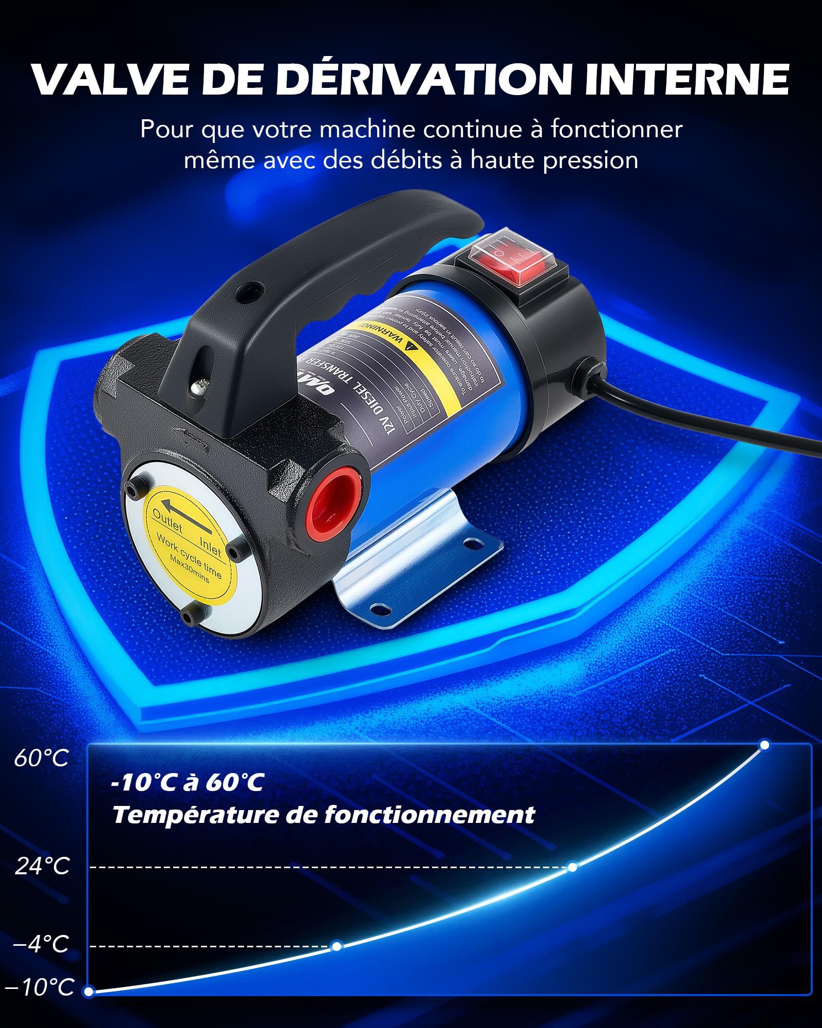 Orion Motor Tech Kit de Pompe de Transfert Diesel, Pompe de Transfert de Carburant 12V avec Buse et Tuyaux, Pompe à Gasoil Électrique pour Kérosène Diesel avec Mallette de Transport, Extracteur d'Huil