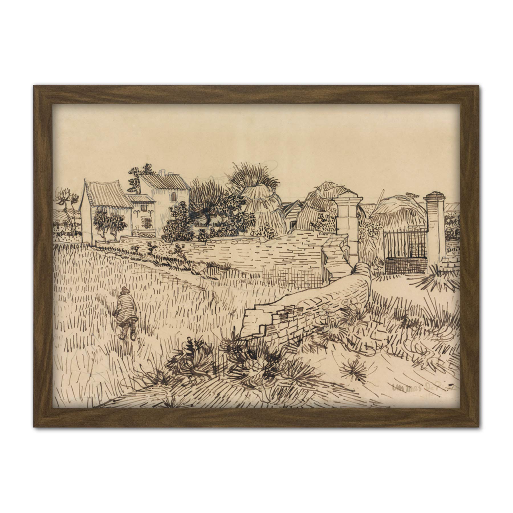 Artery8 Vincent Van Gogh Farm In Provence Illustration Artwork Framed Wall Art Print 18X24 Inch