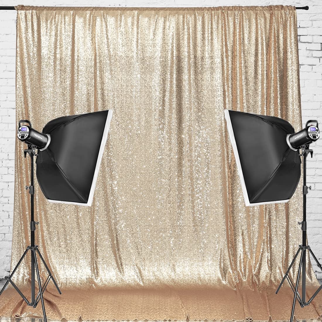 Eternal Beauty 152x213cm Light Gold Shinny Sequin Photography Backdrop Party Prom Wedding Youtobe Banquet Photo Background (5x7 feet) - Image 2