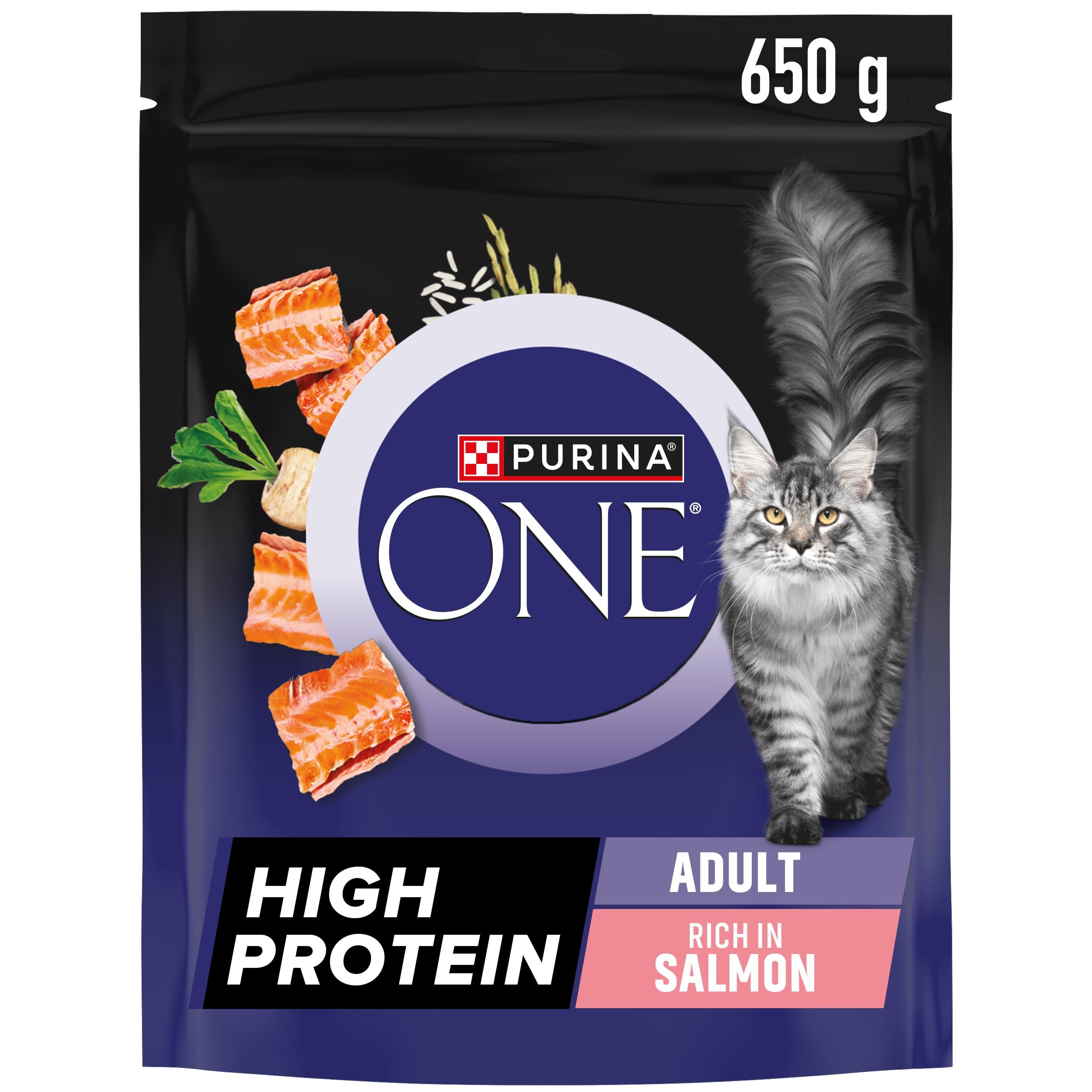PURINA ONE High Protein Salmon Dry Cat Food 650g