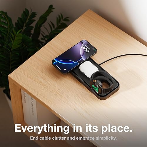 Miniatura 3 de NOCO XGrid XDP3 almohadilla de carga inalámbrica 3 en 1 - Estación de carga para iPhone, Apple Watch y AirPods - Compatible con MagSafe, certificado