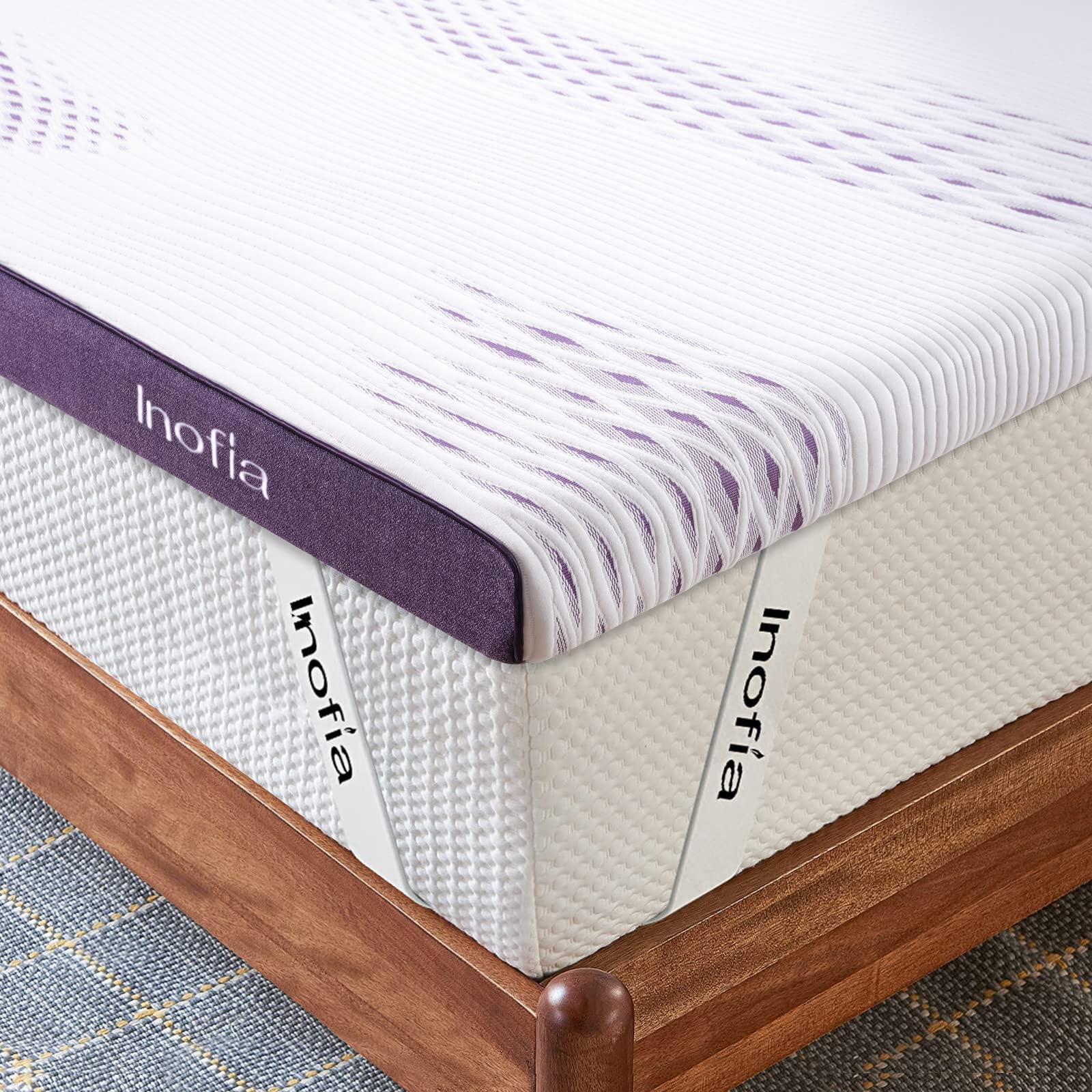 Inofia Gel Memory Foam Mattress Topper Super King, 8CM GELEX Bed Topper with Washable Cover, Pressure Relief | Sleep Cooler, 2 Layer Foam for Rest Easy, 100-Night Home Trail (180x200x8cm) — image 1