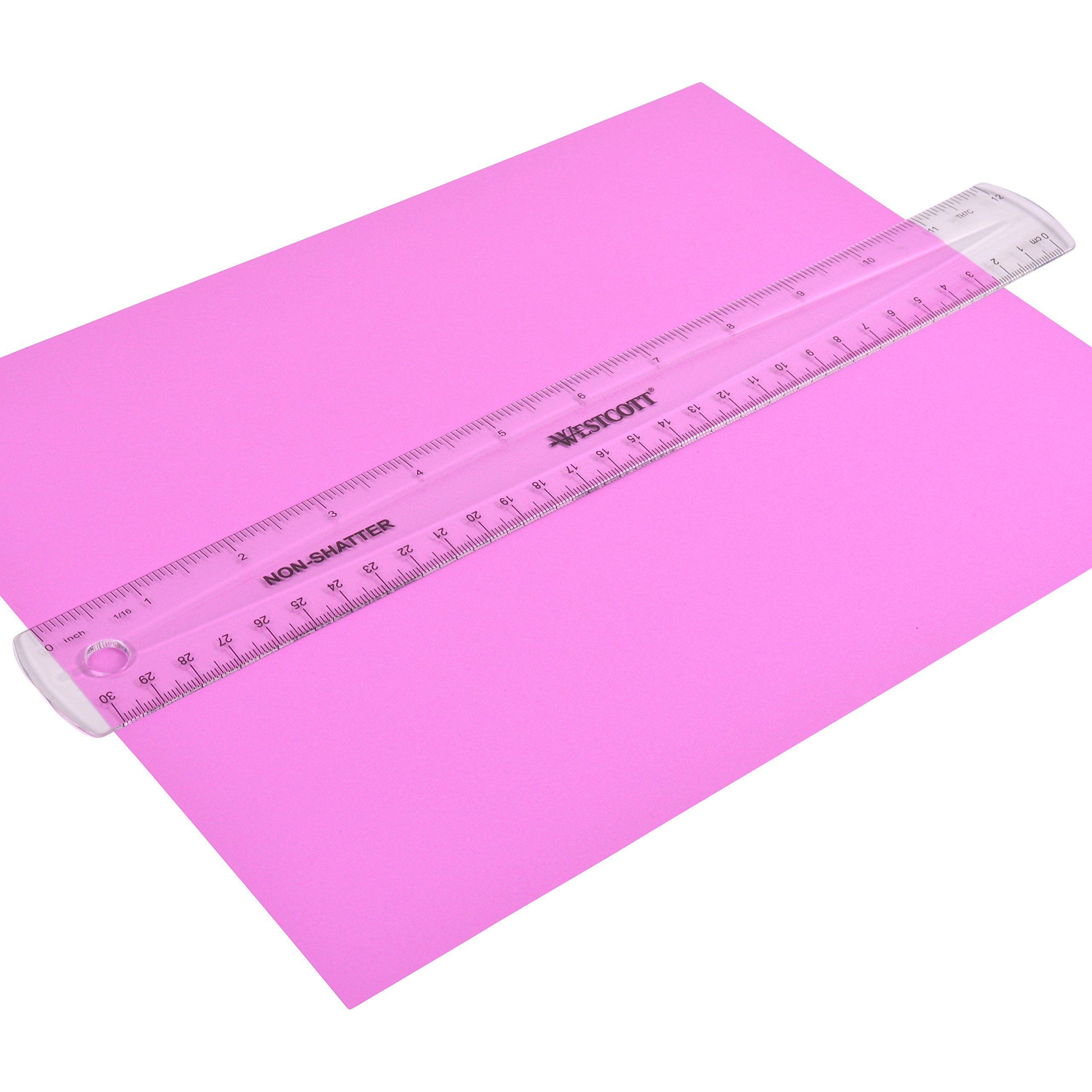 Westcott non-shatter regla, 30,48 cm longitud, claro, caso de 72 (13862) Case of 72