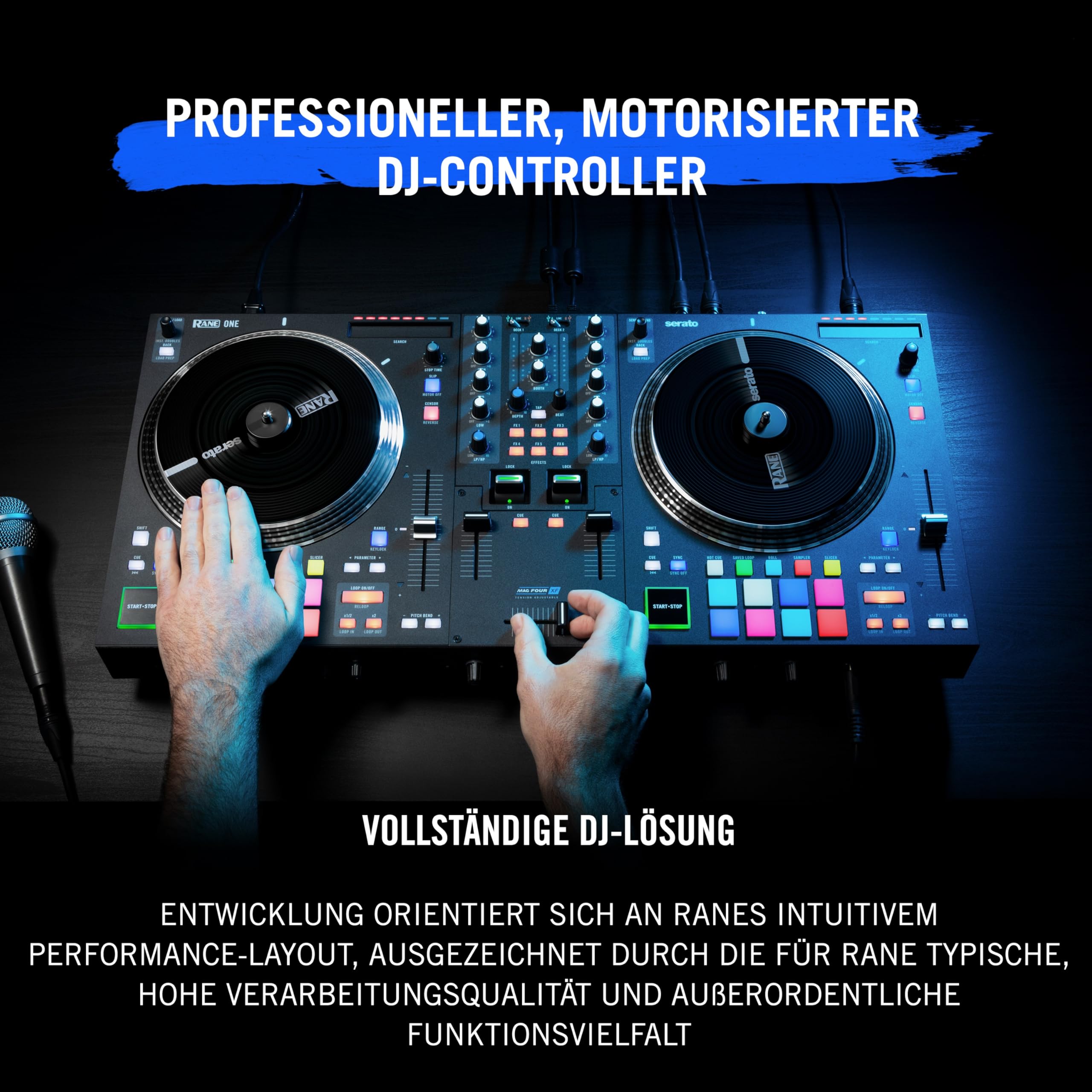 RANE ONE, Komplettes DJ-Set und DJ-Controller für Serato DJ mit Integriertem DJ-Mixer, Motorisierten Plattentellern und Serato DJ Pro Enthalten