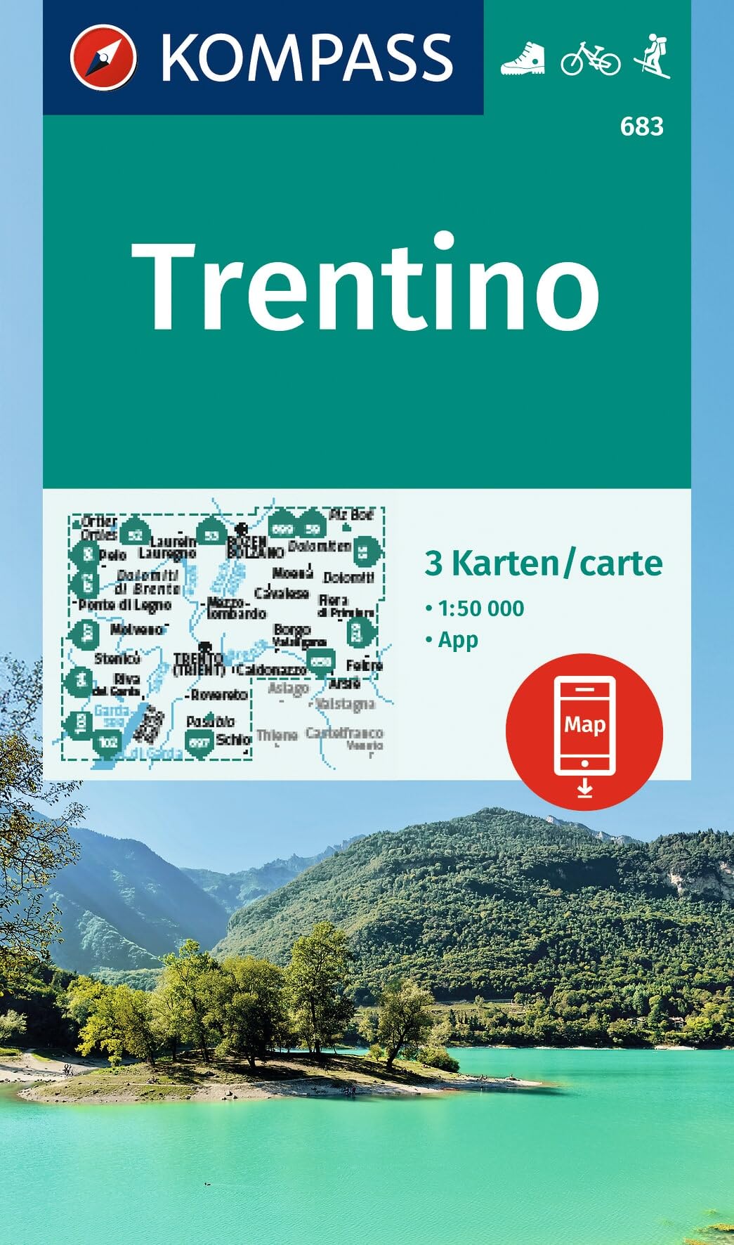 KOMPASS Wanderkarten-Set 683 Trentino (3 Karten) 1:50.000: inklusive Karte zur offline Verwendung in der KOMPASS-App. Fahrradfahren. Skitouren. Reiten.