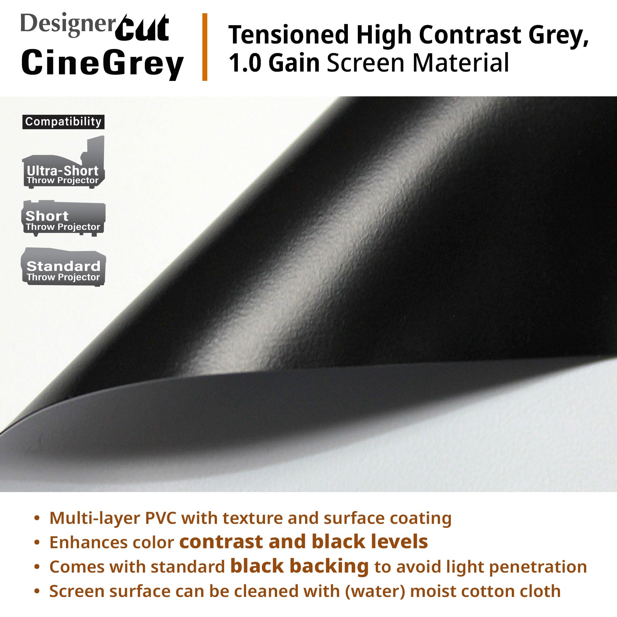 Elite Screens Designer Cut 135-inch 16:9 Blackout DIY High Contrast Grey Projector Screen Material ZRM-135H-CINEGREY product thumbnail 5