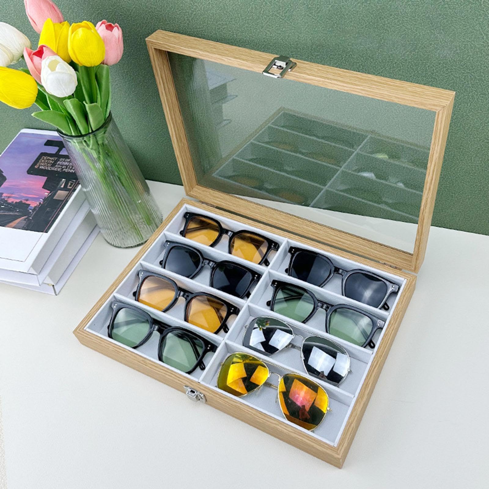 Estuche para exhibir gafas, bandeja ergonómica, organizador de gafas de sol, ofrece una solución de almacenamiento eficaz para, joyas, relojes,