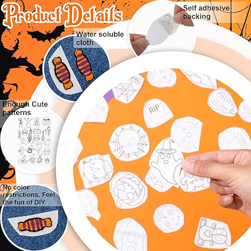 Miniatura 9 de 50 estabilizadores solubles en agua para coser a mano, estabilizadores de bordado de tela con patrón bohemio para bordado a mano para los amantes de